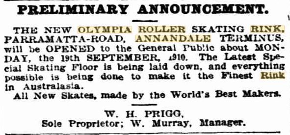 Olympia opening - 1910 newspaper ad
