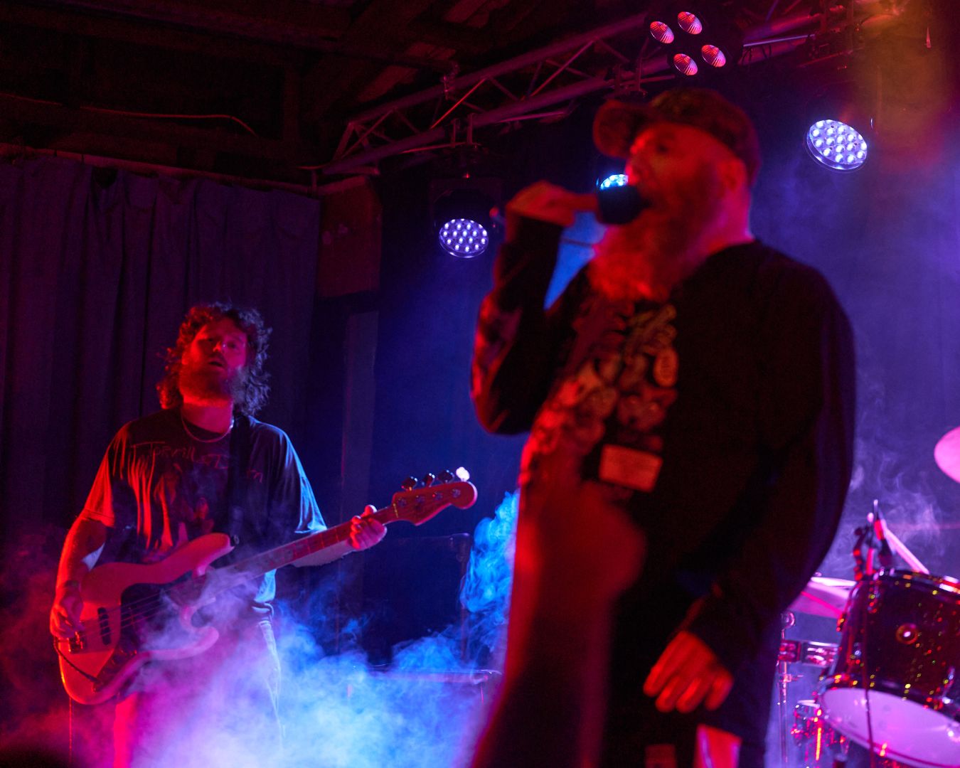 Totally Unicorn bassist looking dreamy as the singer regails the crowd.