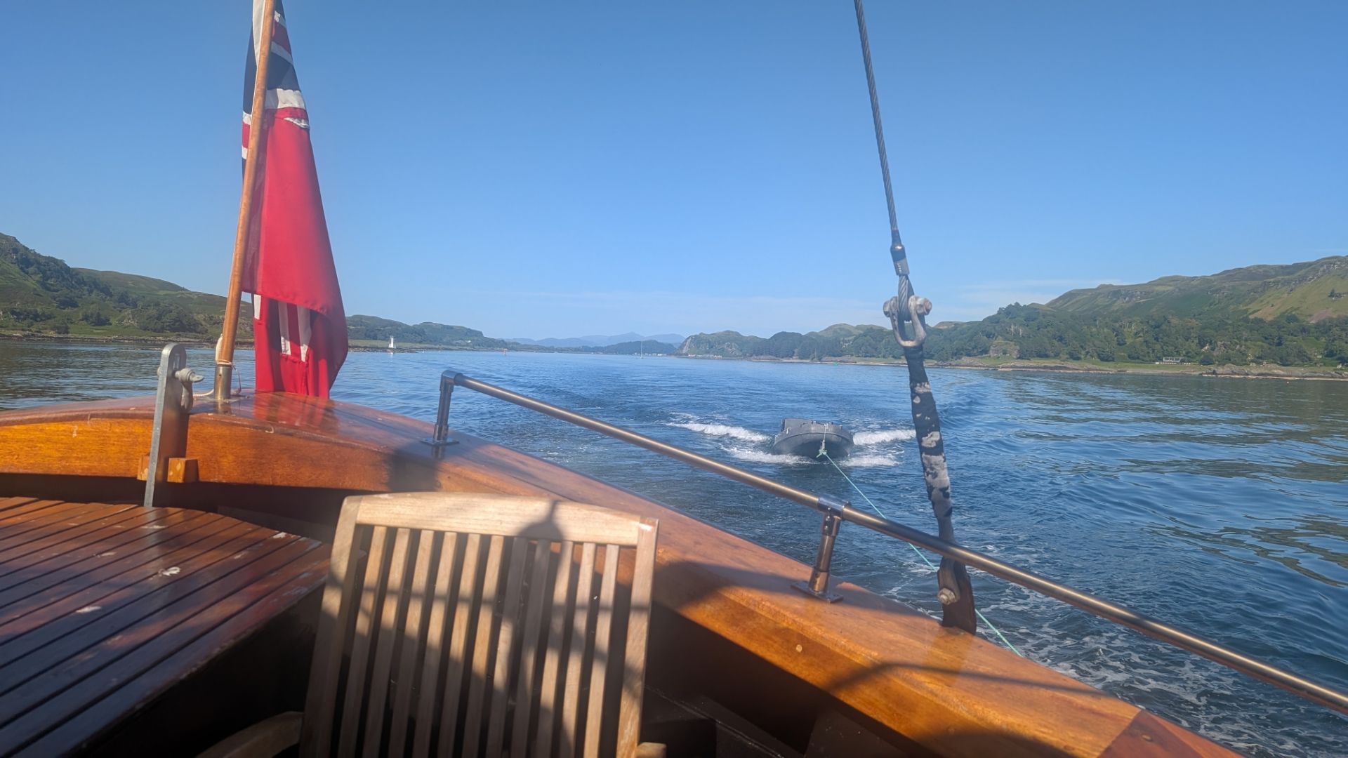 Looking off the back of the boat from the sun deck