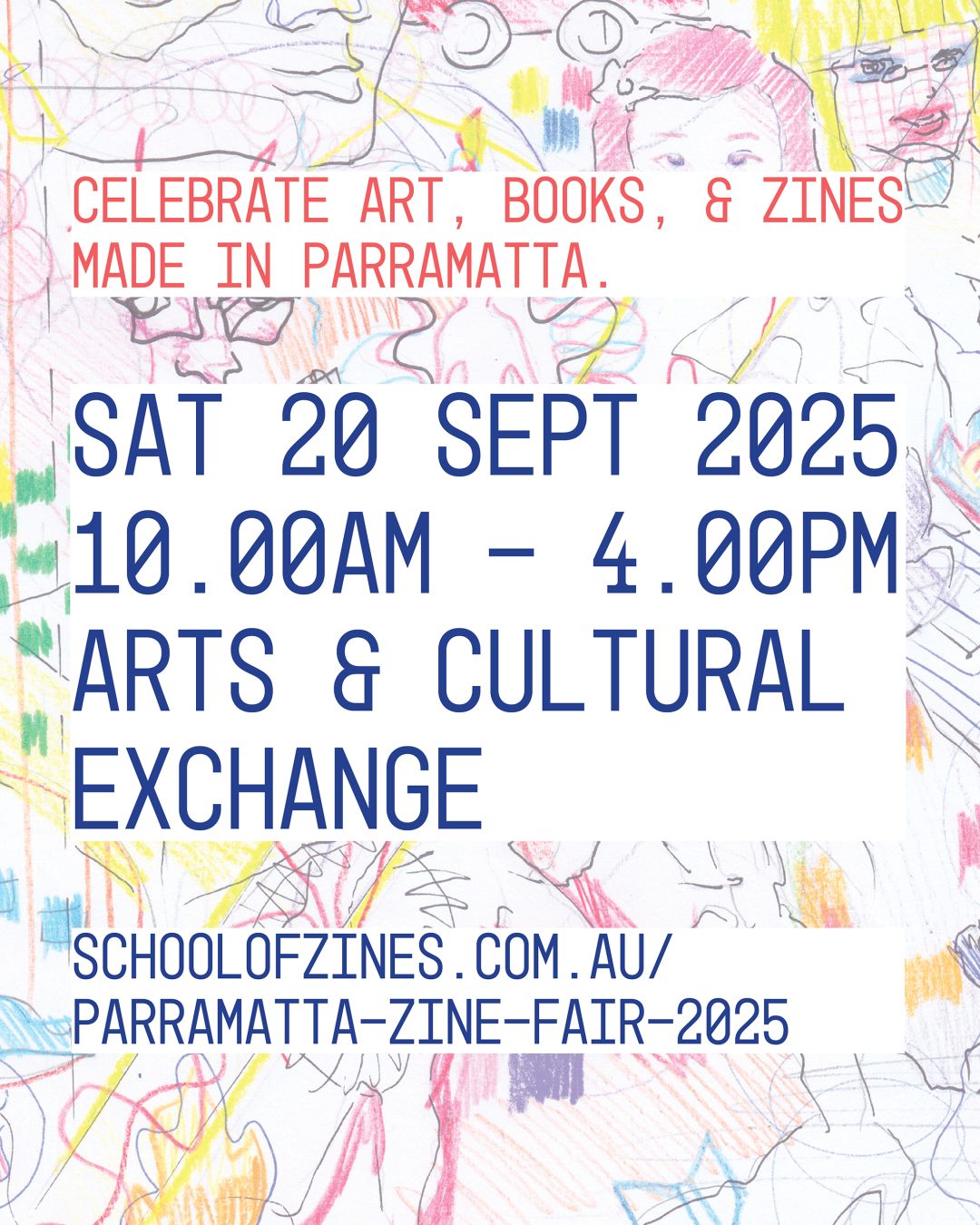 Celebrate art, books and zines made in Parramatta. 
Sat 20 Sept 2025
10.00am - 4.00pm
Arts & Cultural Exchange
(There's a URL but I'll put it in the post instead)